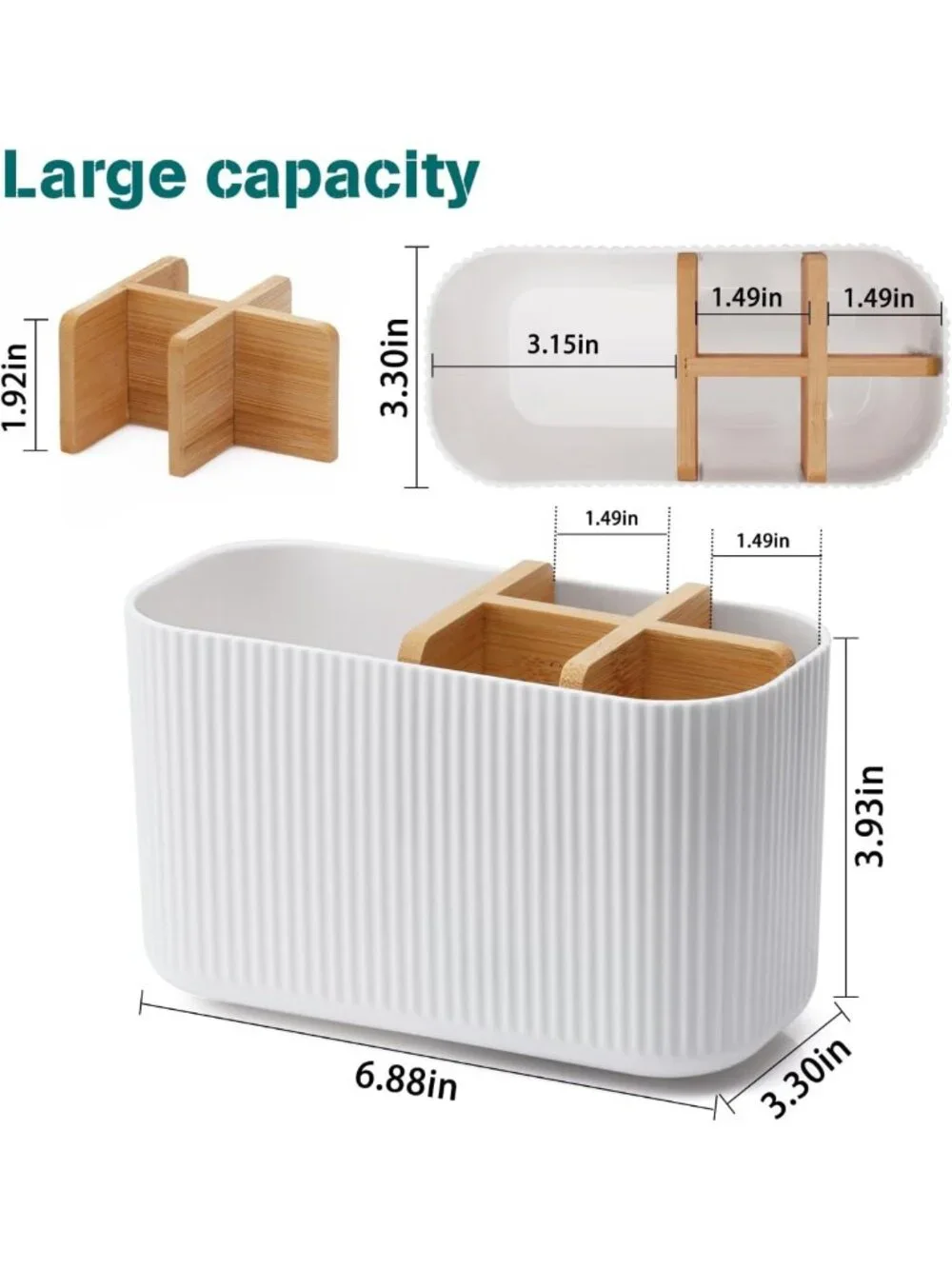 Stylish White Toothbrush Holder - 5 Slot Bathroom Storage Organizer for Easy